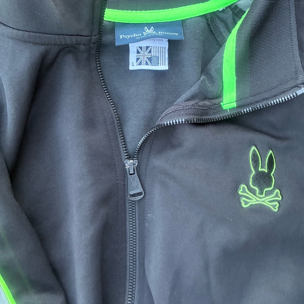Psycho Bunny Black Jacket with Neon Green Highlights